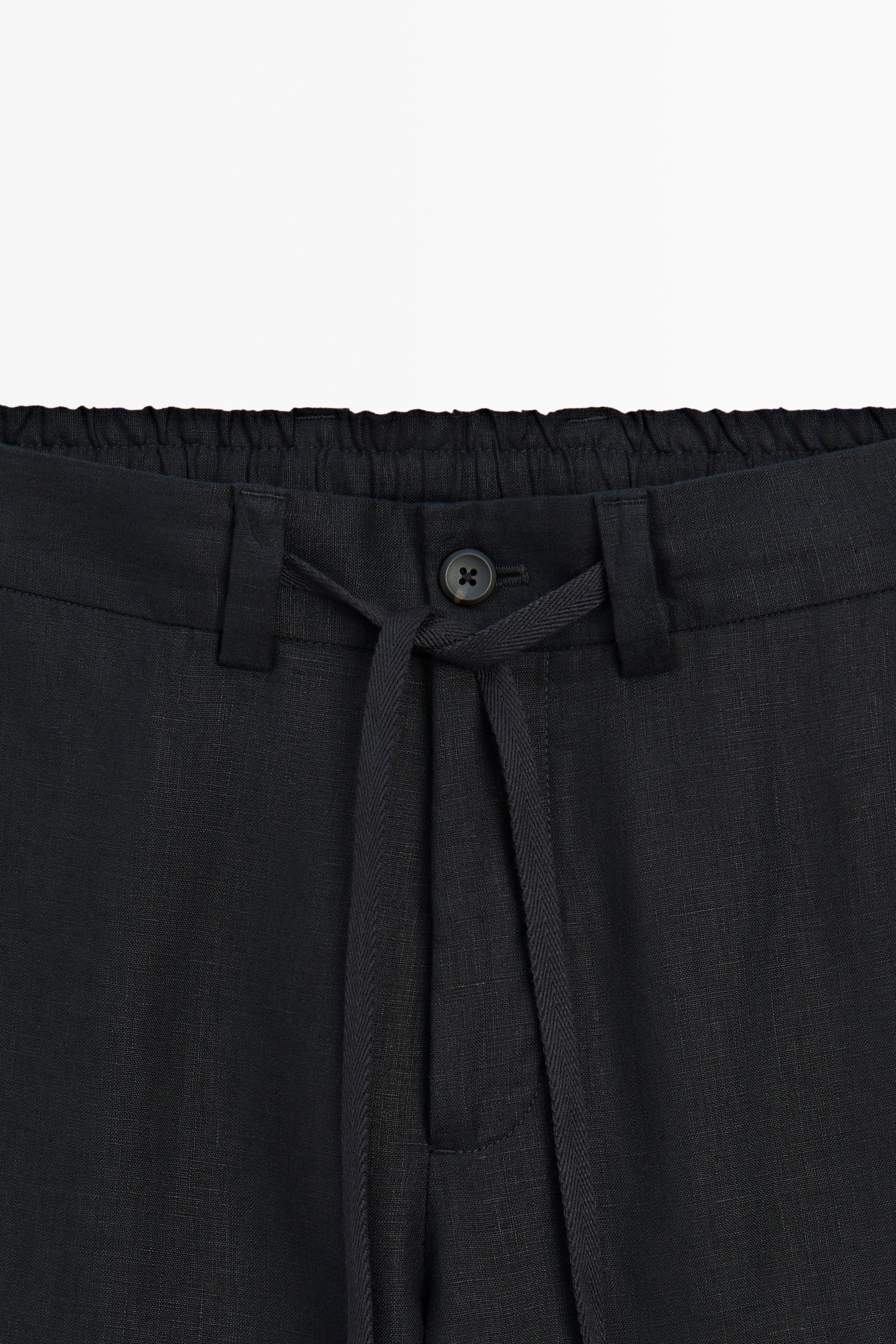 100% linen trousers with elasticated waist